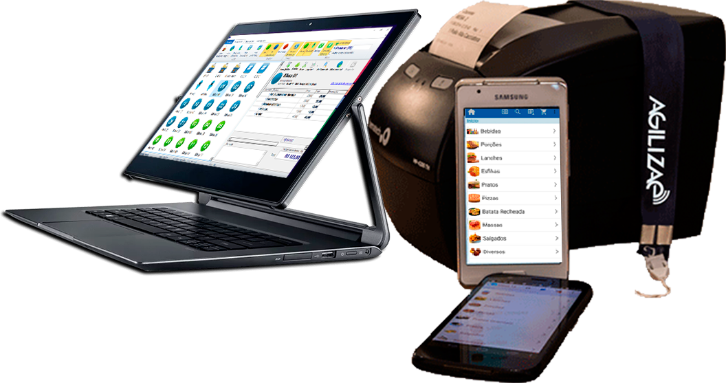 Notebook e impressora usando o sistema Agilizae